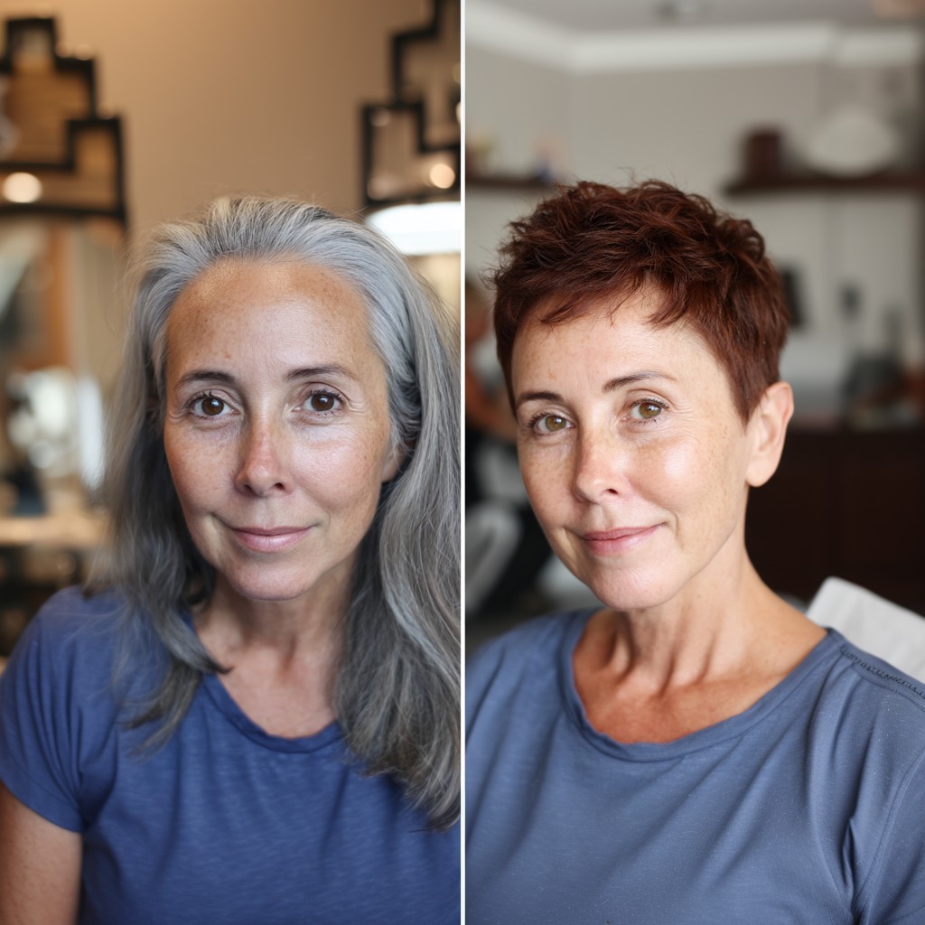 Chic Short Layered Cut with Rich Auburn Highlights