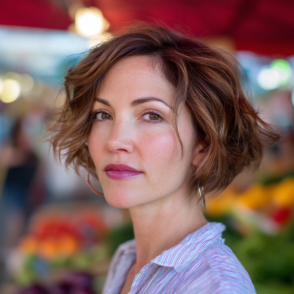 Chic Textured Fluffy Bob with Soft Waves
