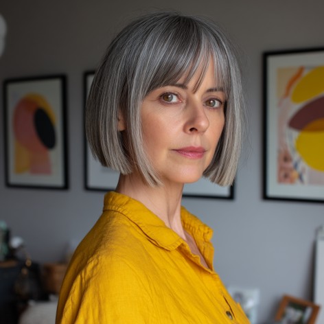 Contemporary Silver Bob with Subtle Fringe