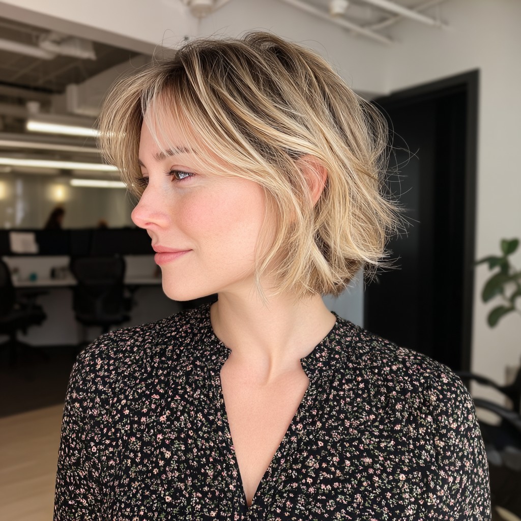 Effortless Textured Lob with Subtle Highlights