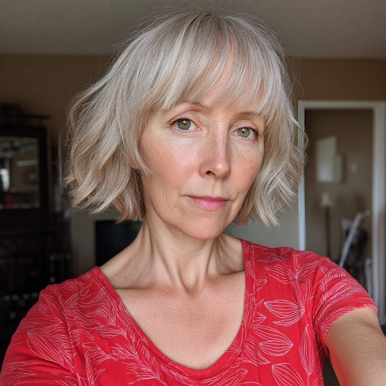 Effortlessly Textured Short Bob with Wispy Bangs
