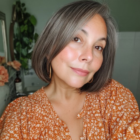 Modern Silver Blunt Bob with Soft Layers