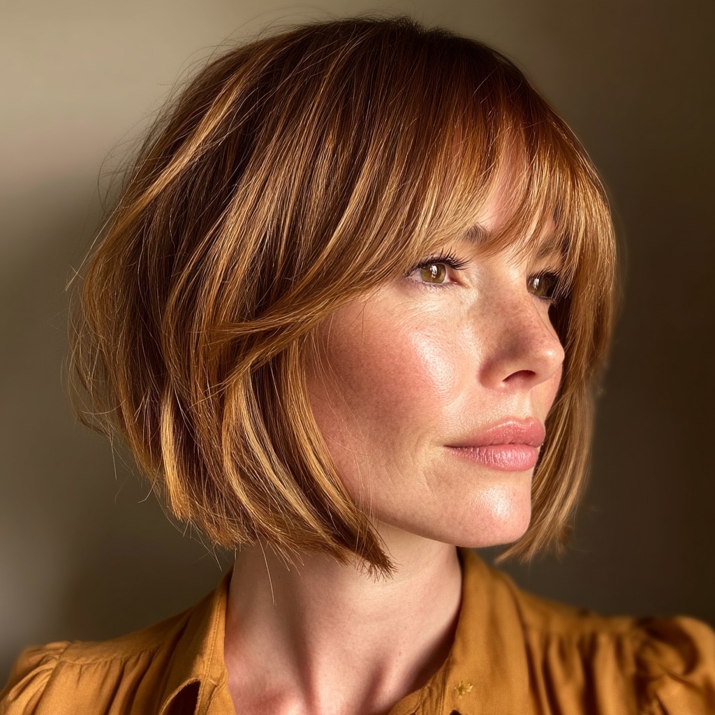 Modern Textured Bob with Soft Bangs
