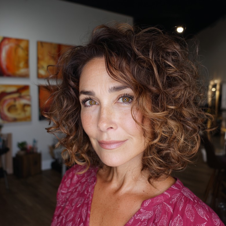 Playful Curly Layered Bob for Women Over 50