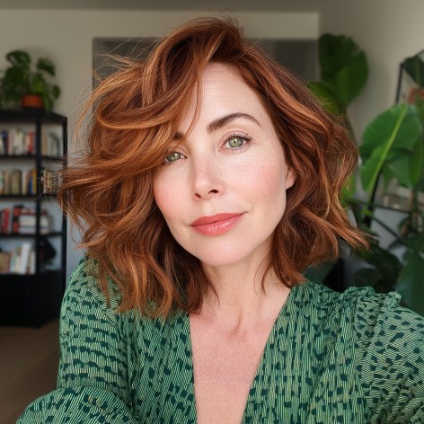 Radiant Copper Layered Bob with Subtle Movement