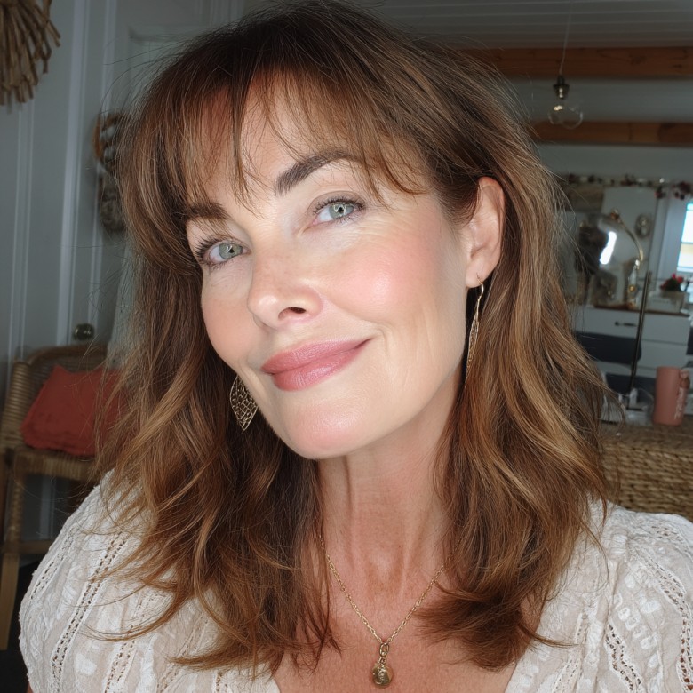 Soft Textured Medium Layered Cut with Face-Framing Bangs