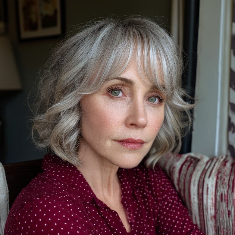 Softly Textured Layered Bob with Face-Framing Highlights