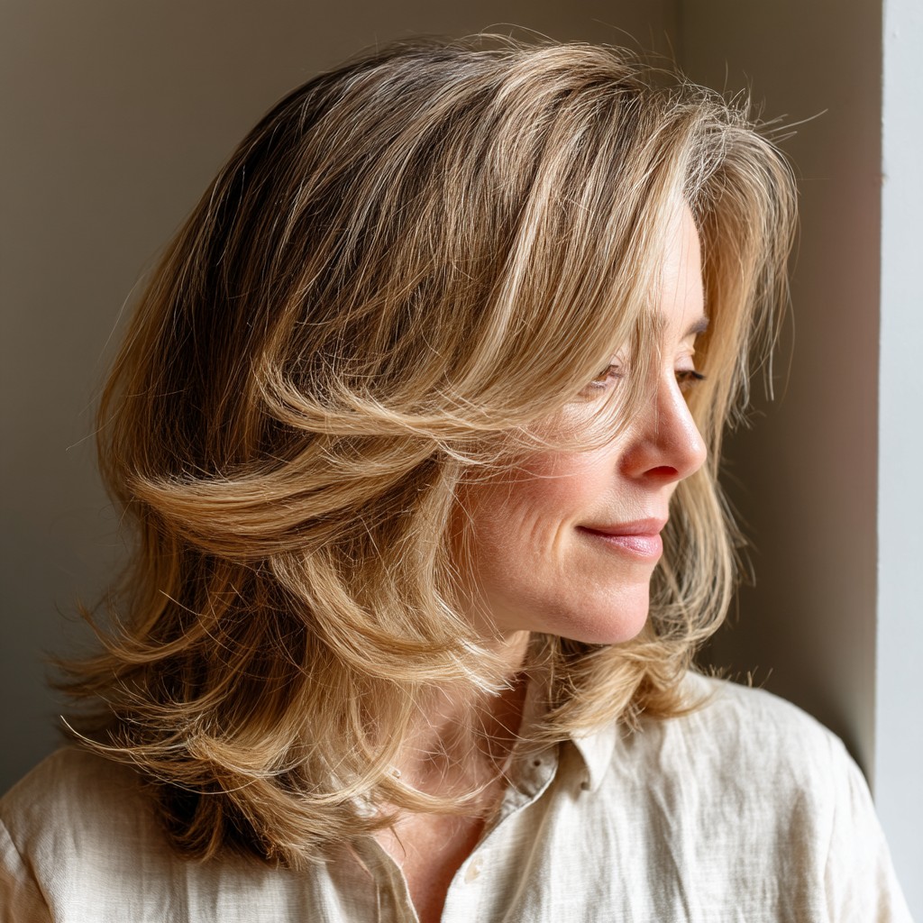 Sun-Kissed Layered Mid-Length Cut with Effortless Movement
