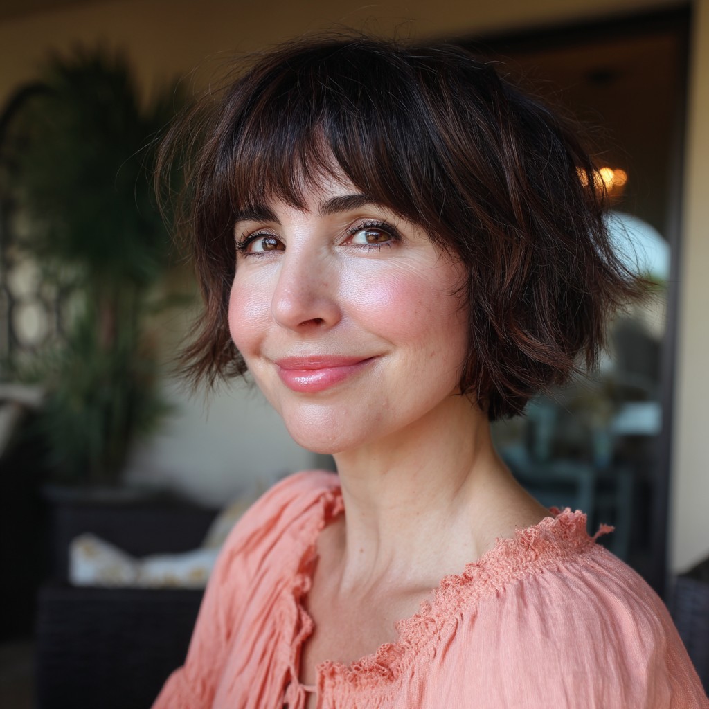 Textured Bob with Soft Fringed Bangs