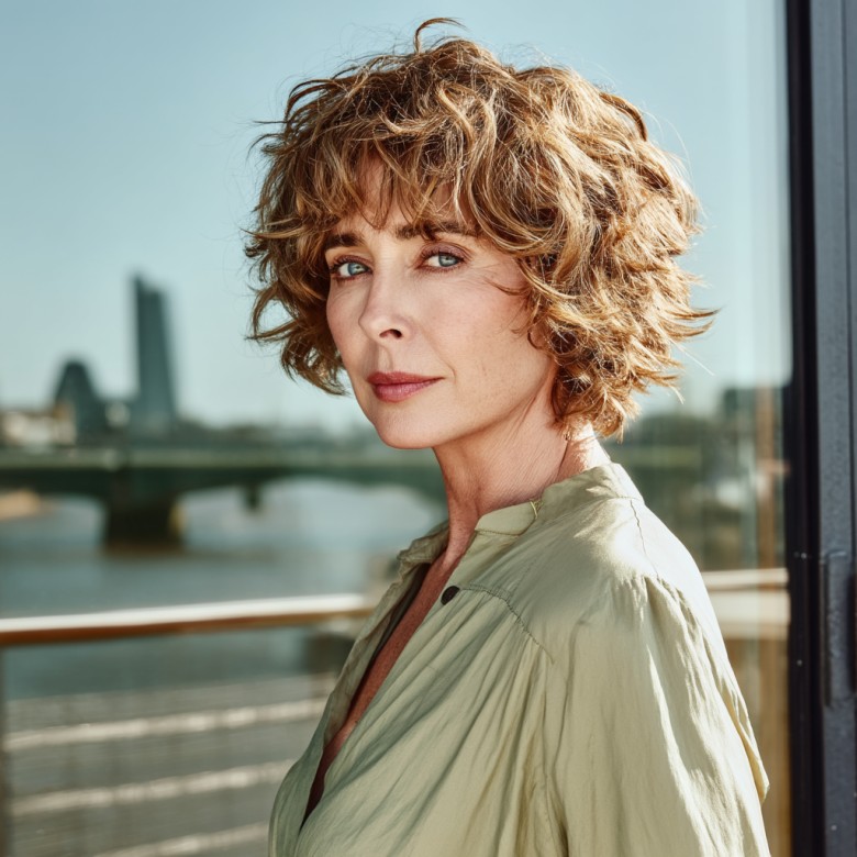 Textured Curly Short Bob with Light Layers
