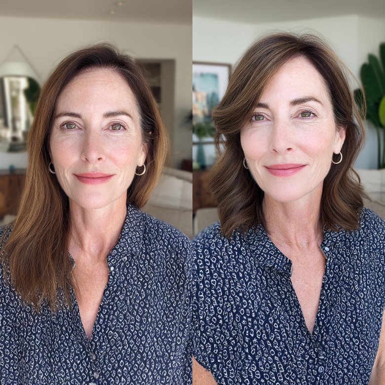 Textured Medium Cut with Soft Waves and Highlights