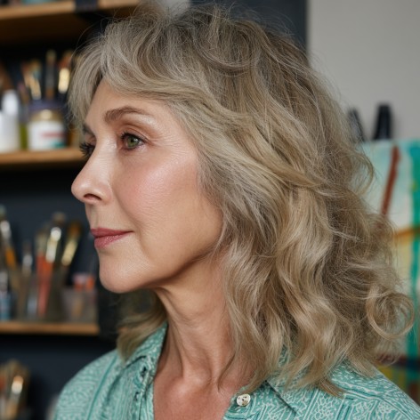 Textured Medium Haircut with Soft Beachy Waves