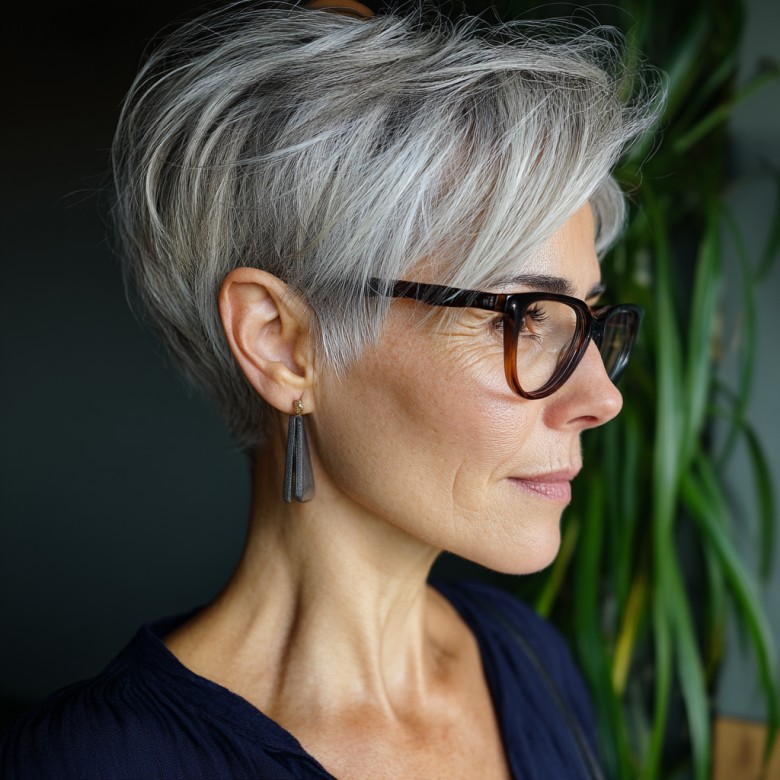 Chic Silver Pixie with Textured Layers