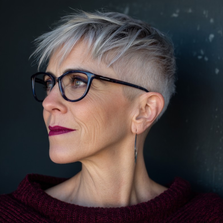 Edgy Short Pixie with Shaved Sides