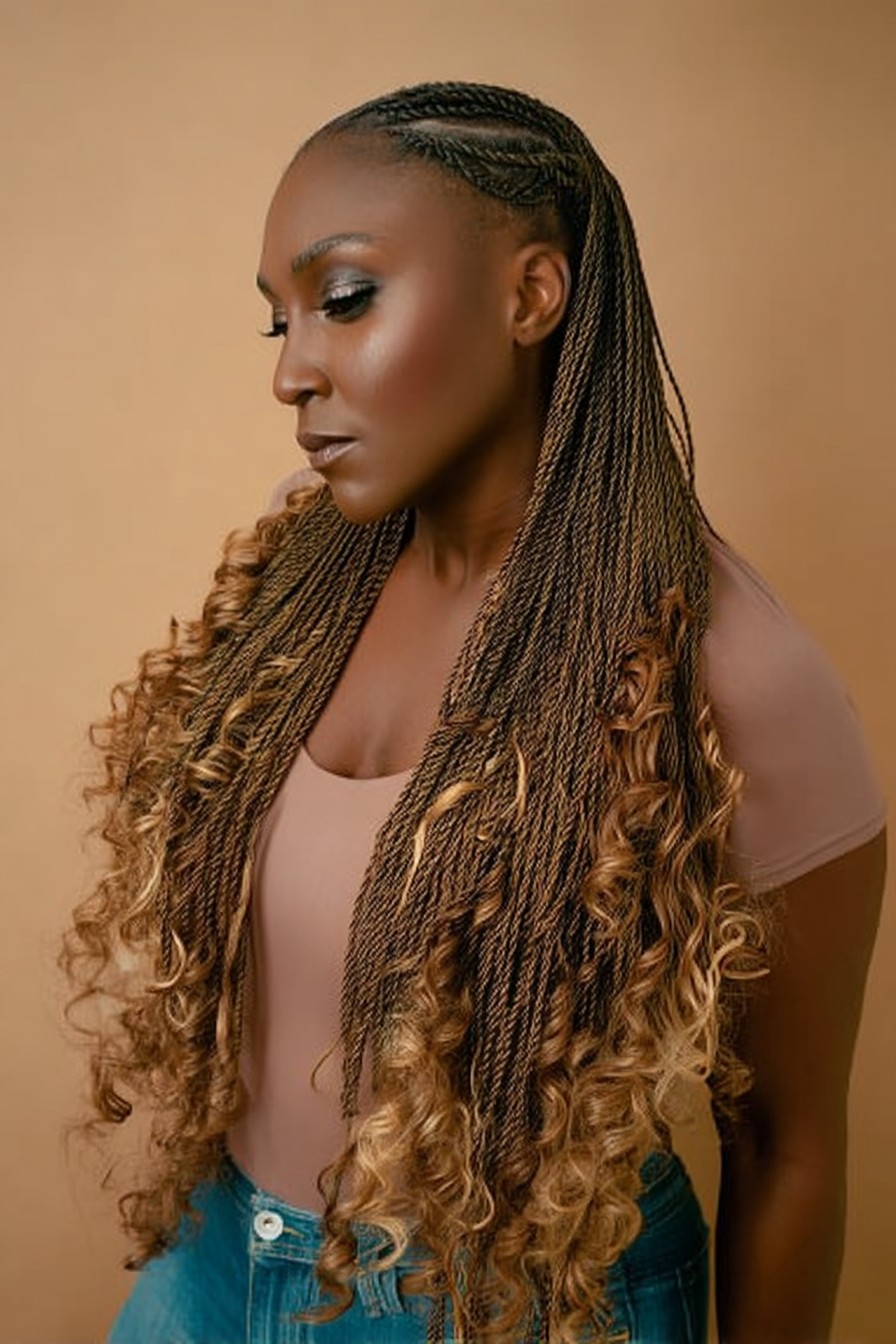 Elegant Curly Twists with Ombre Ends