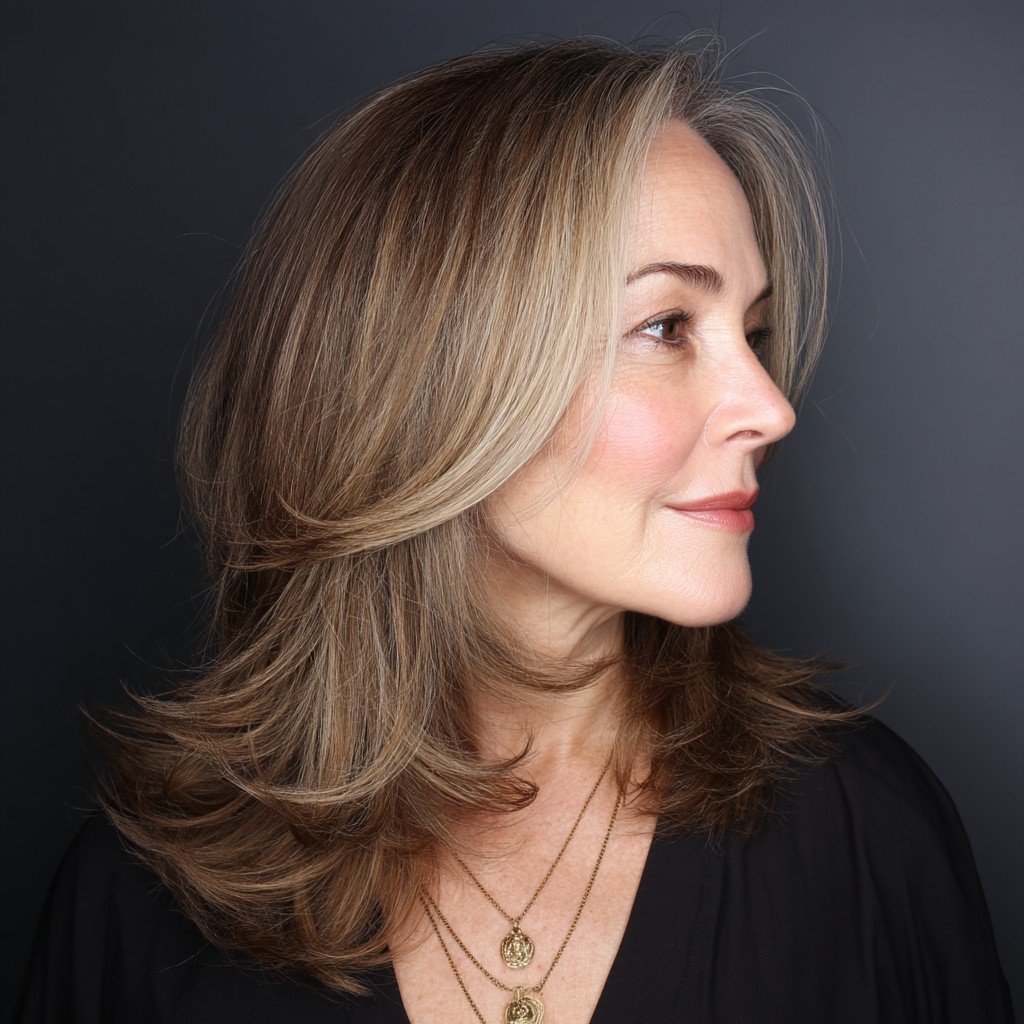 Elegant Long Layered Cut with Face-Framing Highlights