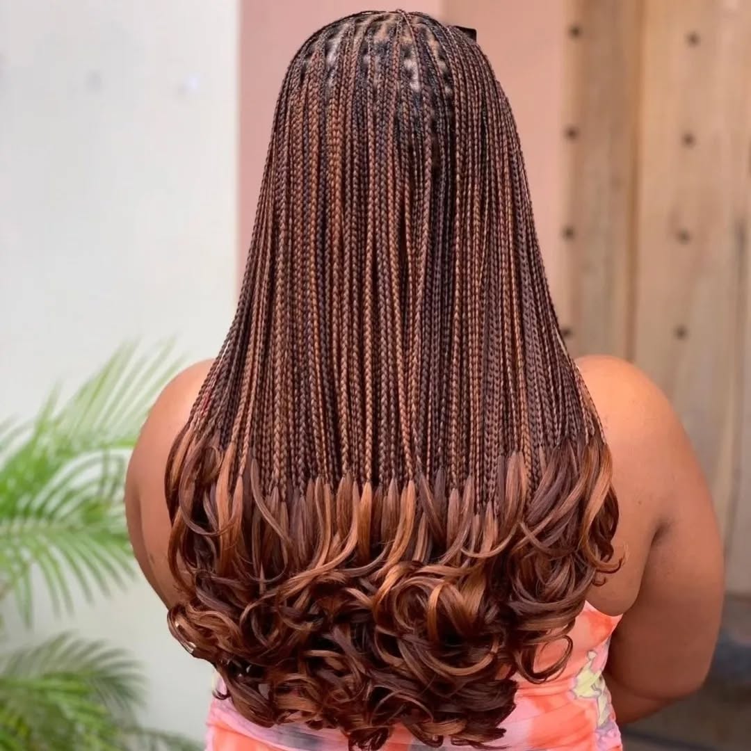 Long Curly Box Braids with Ombre Ends