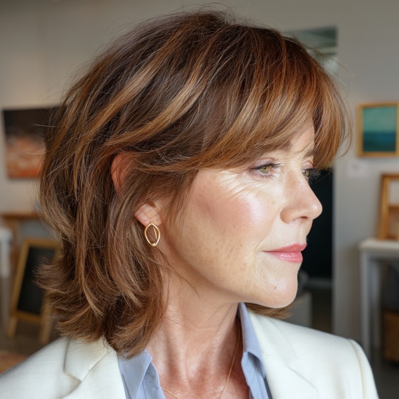 Modern Shag with Soft Layers and Face-Framing Bangs