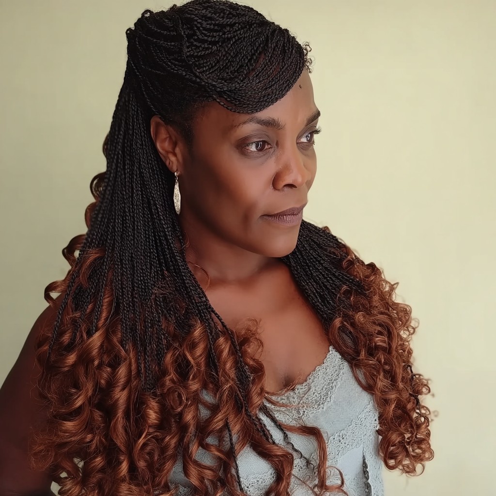 Stunning Curly Box Braids with Flattering Highlights