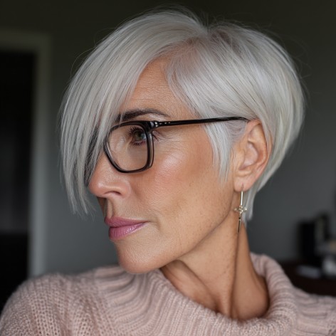 Stylish Asymmetrical Pixie with Soft Blonde Highlights