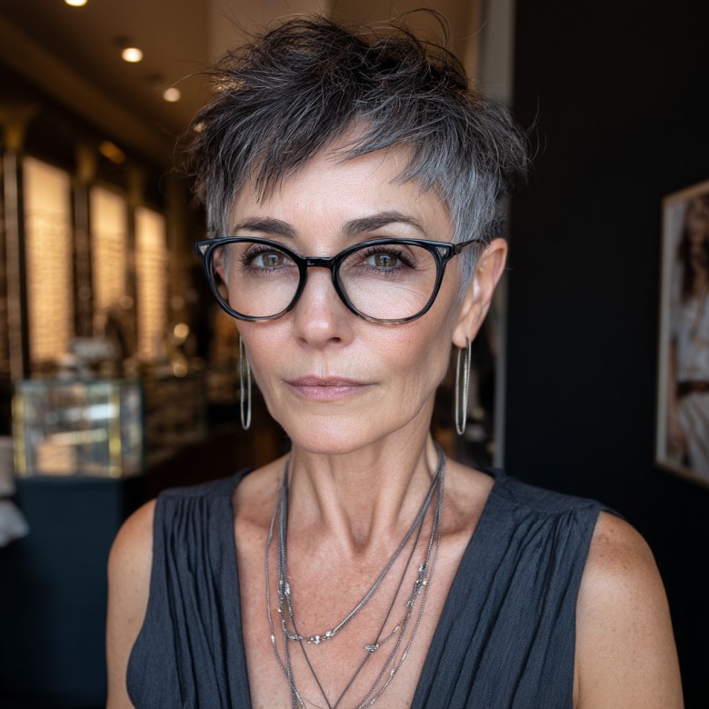 Textured Short Pixie with Feathered Layers