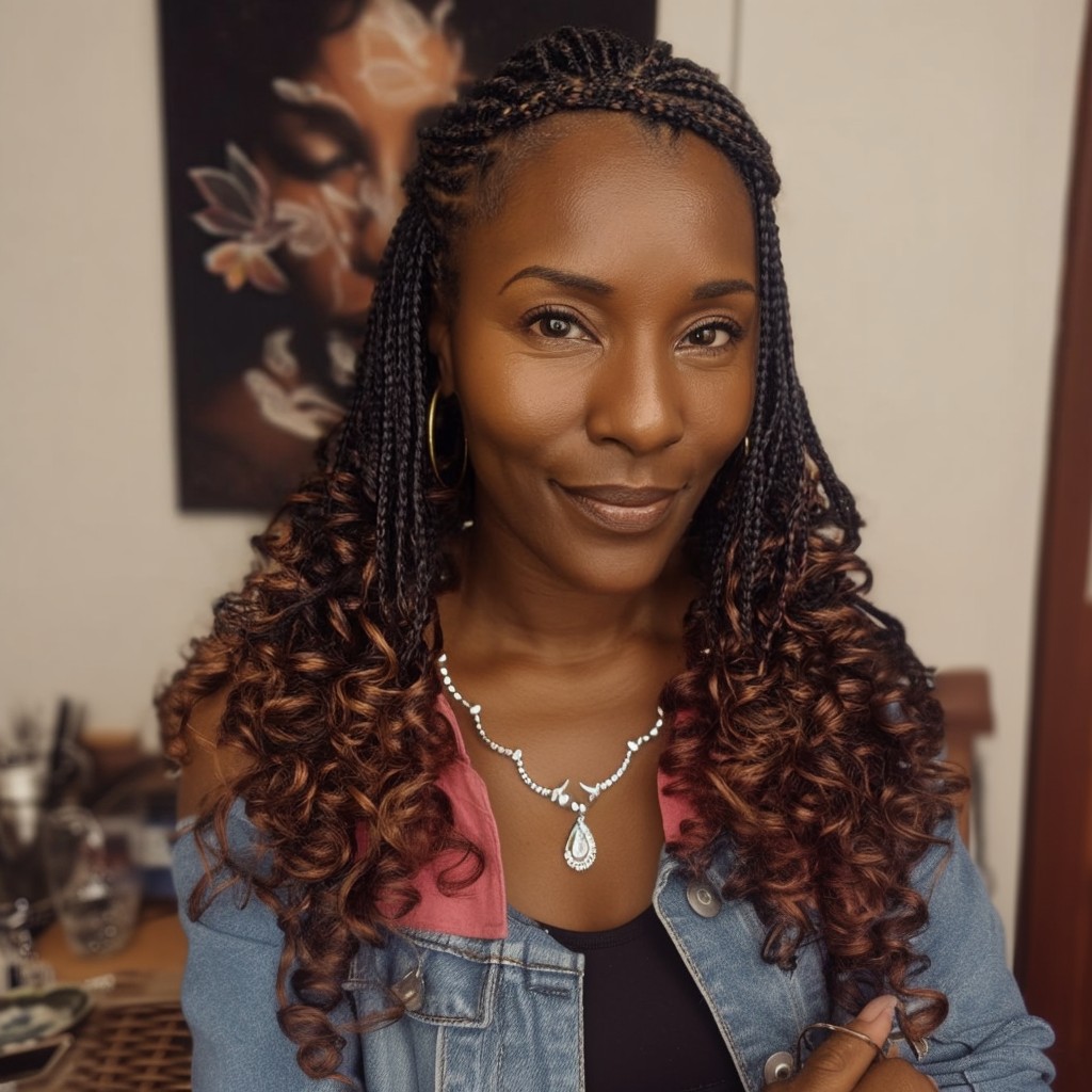 Trendy Long Box Braids with Cascading Curls