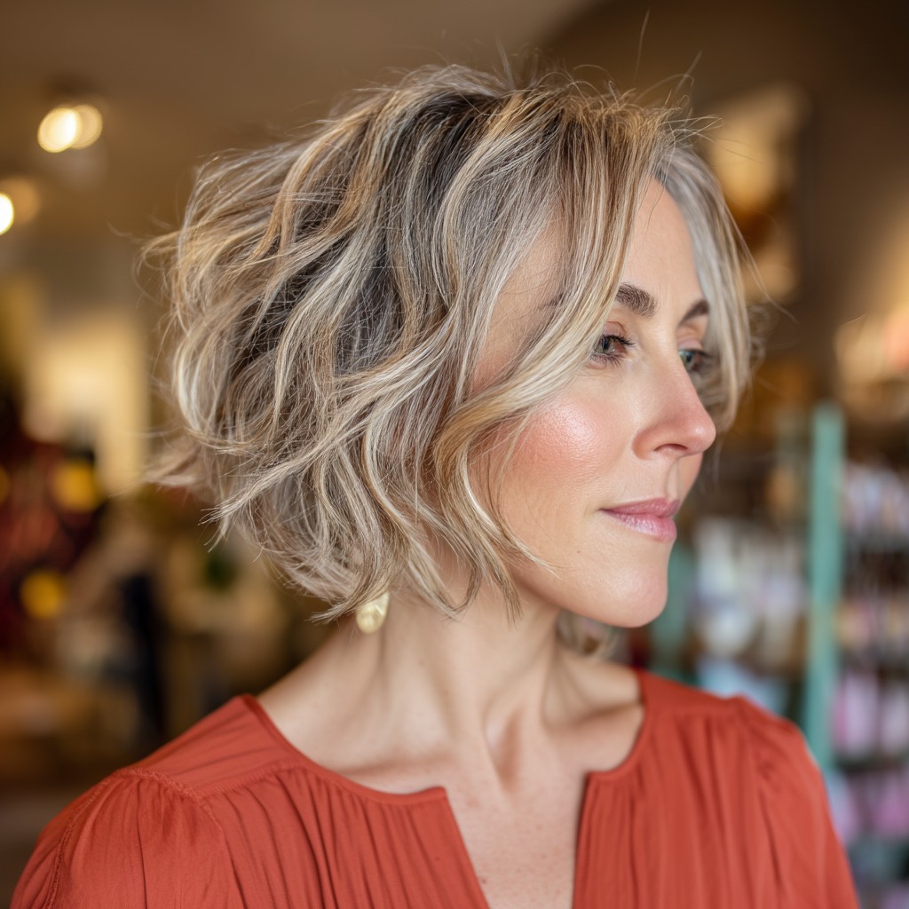 Chic Mushroom Blonde Textured Bob with Subtle Waves