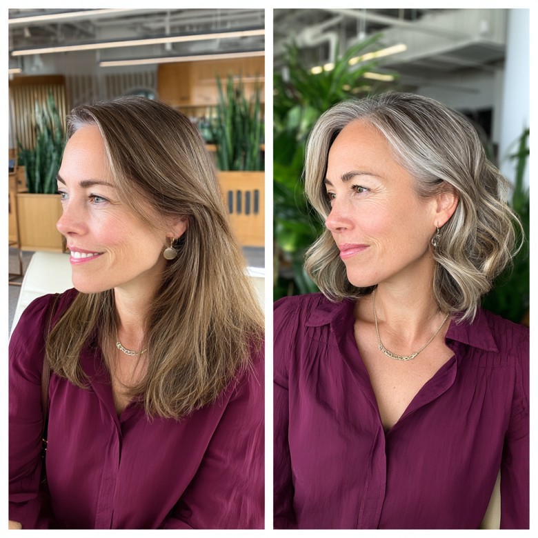 Elegant Angled Bob with Soft Waves for Women Over 50