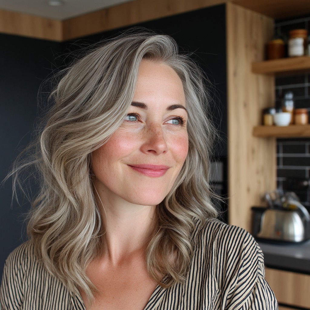 Modern Mushroom Blonde Waves with Subtle Texture