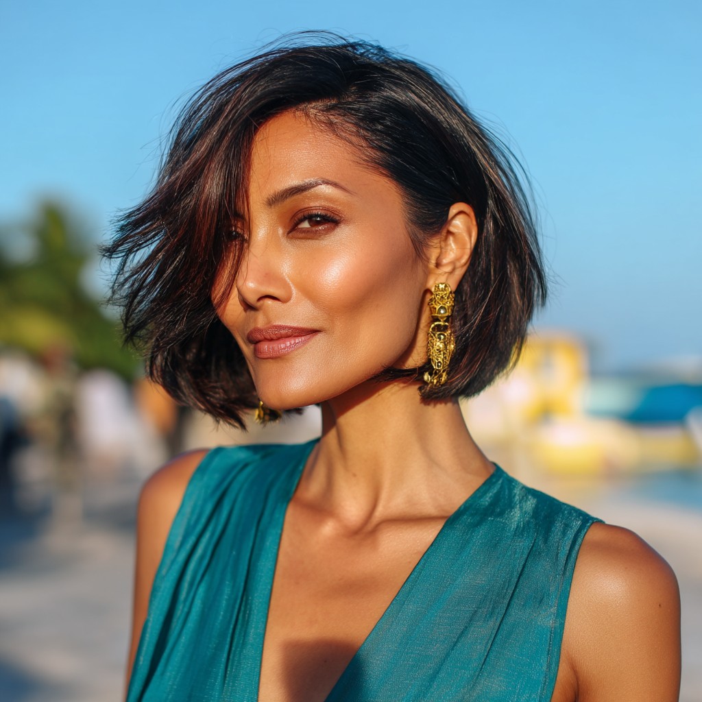 Chic Layered Bob with Textured Waves