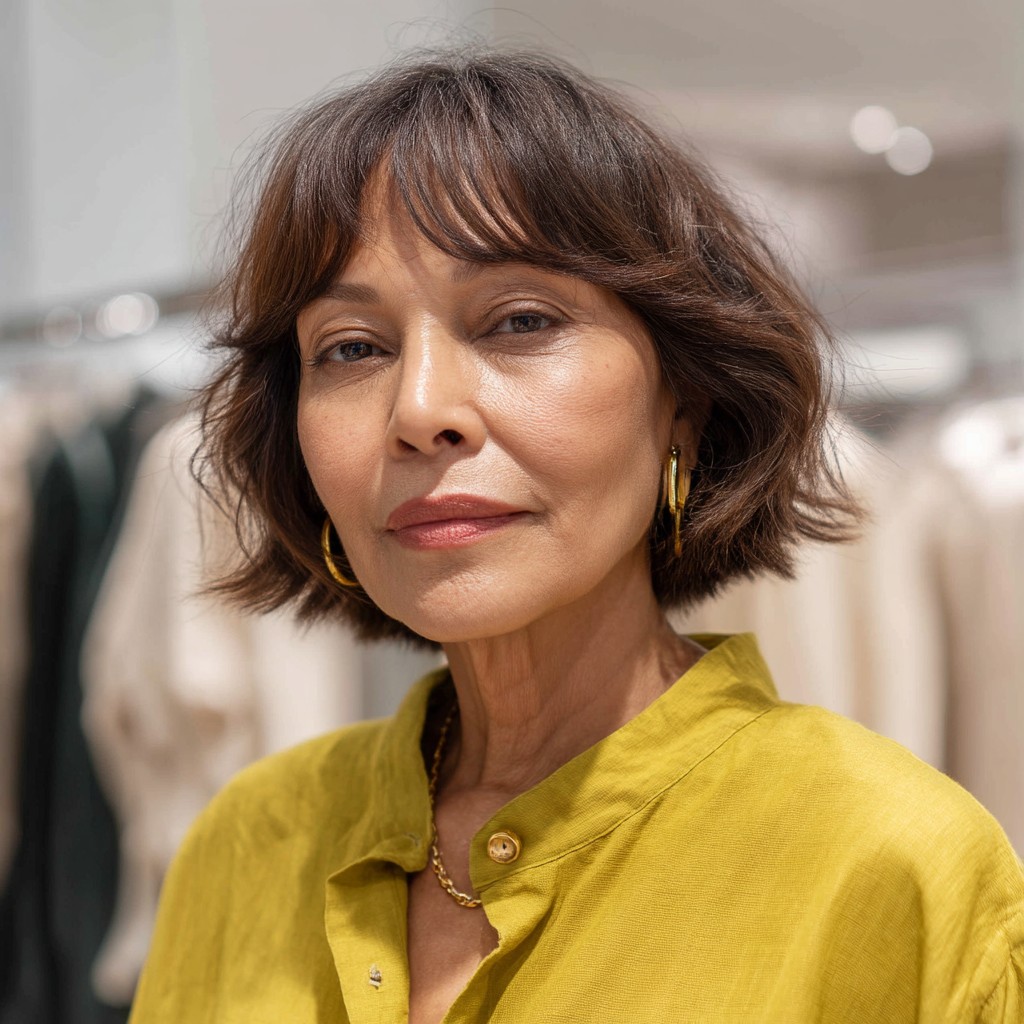 Chic Textured Bob with Soft Curtain Bangs