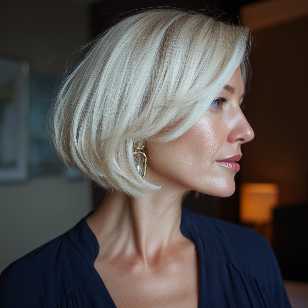 Elegant Light Blonde Layered Bob with Soft Movement