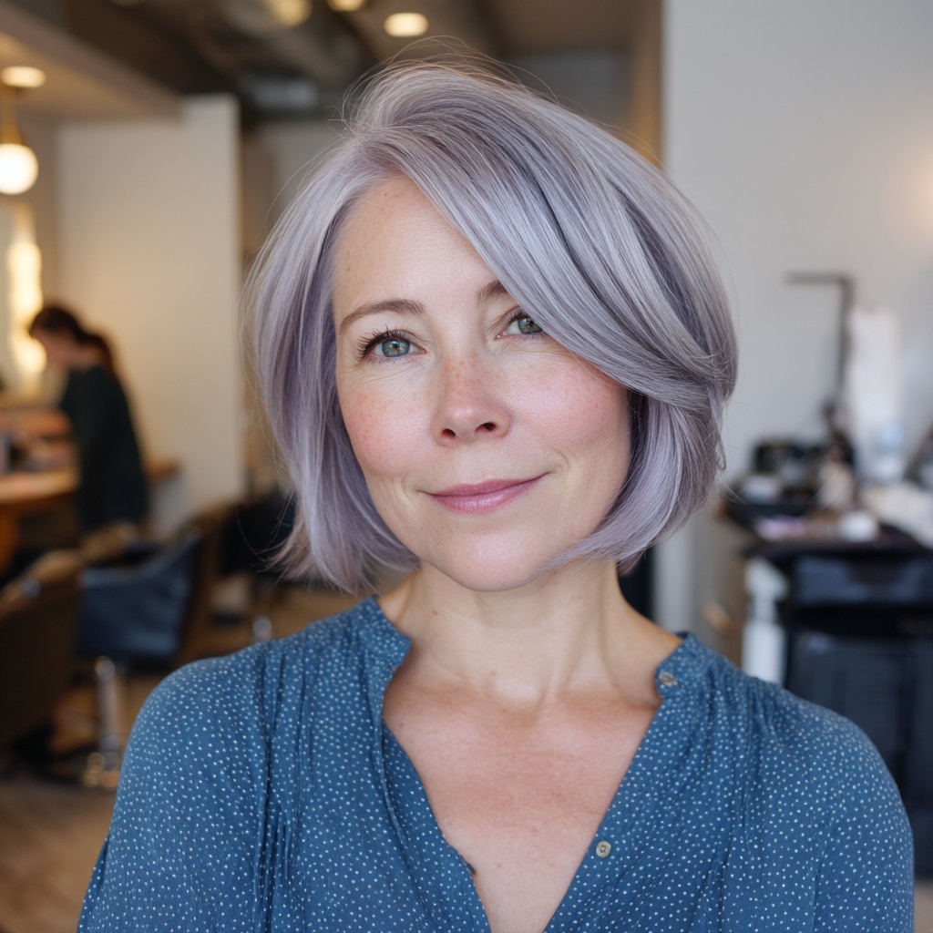 Elegant Soft Lavender Layered Bob