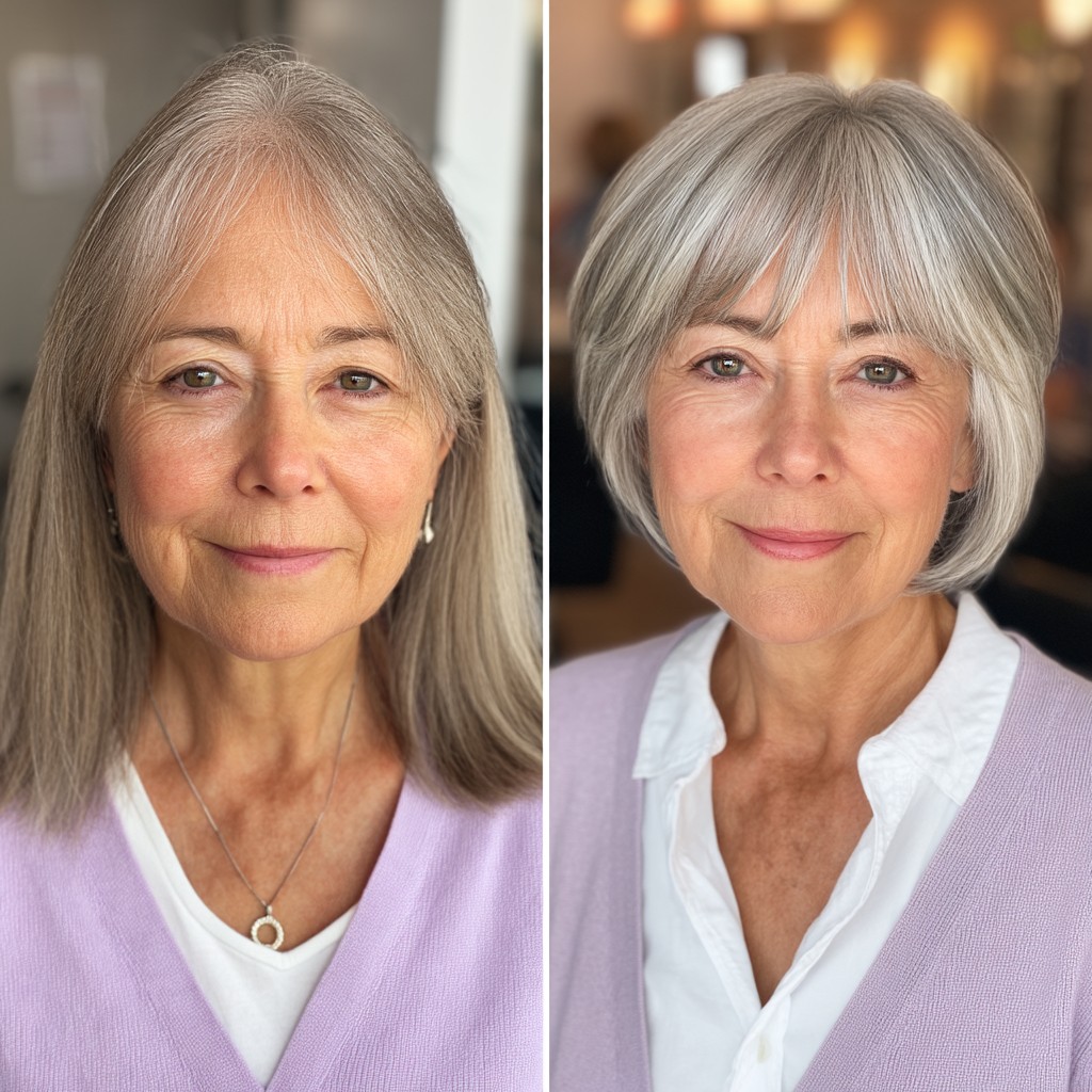 Sleek Textured Bob with Wispy Bangs