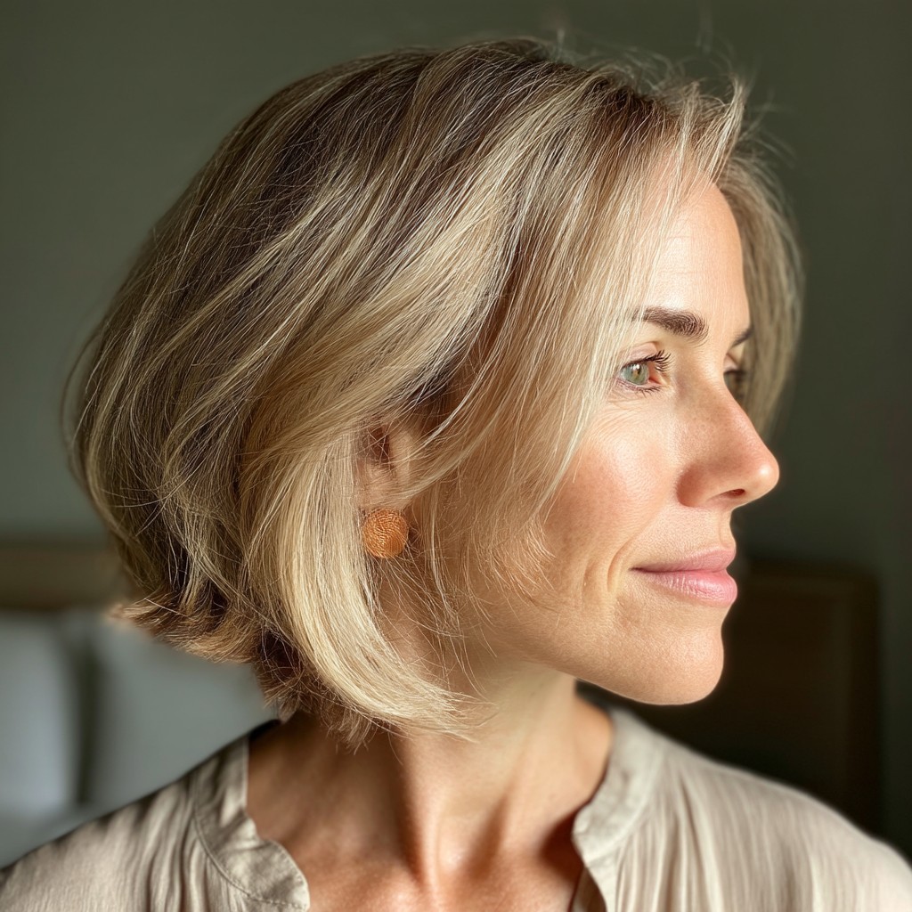 Softly Layered Blonde Bob with Natural Movement
