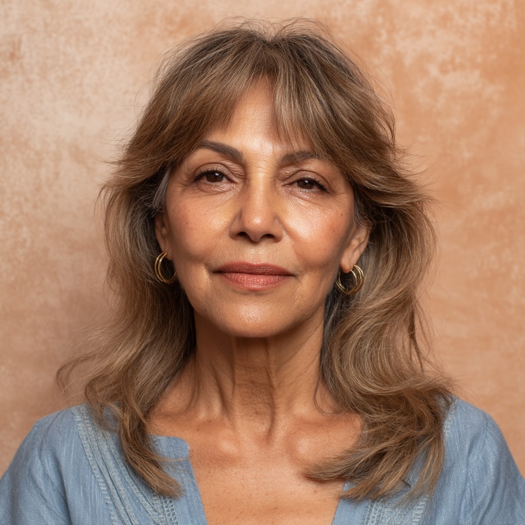 Softly Textured Curtain Bangs with Gentle Layers