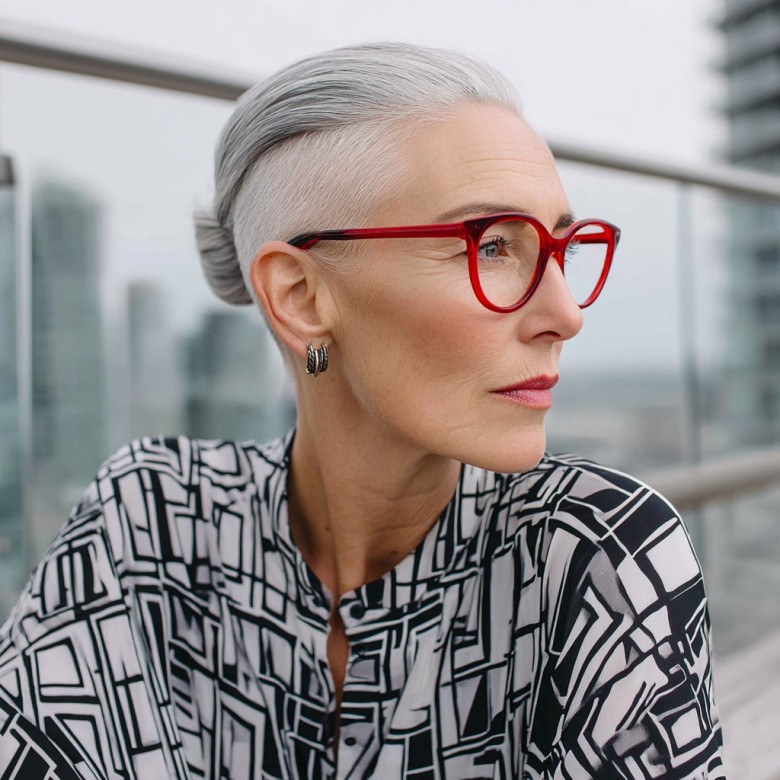 Stylish Short Undercut with Elegant Silver Tones