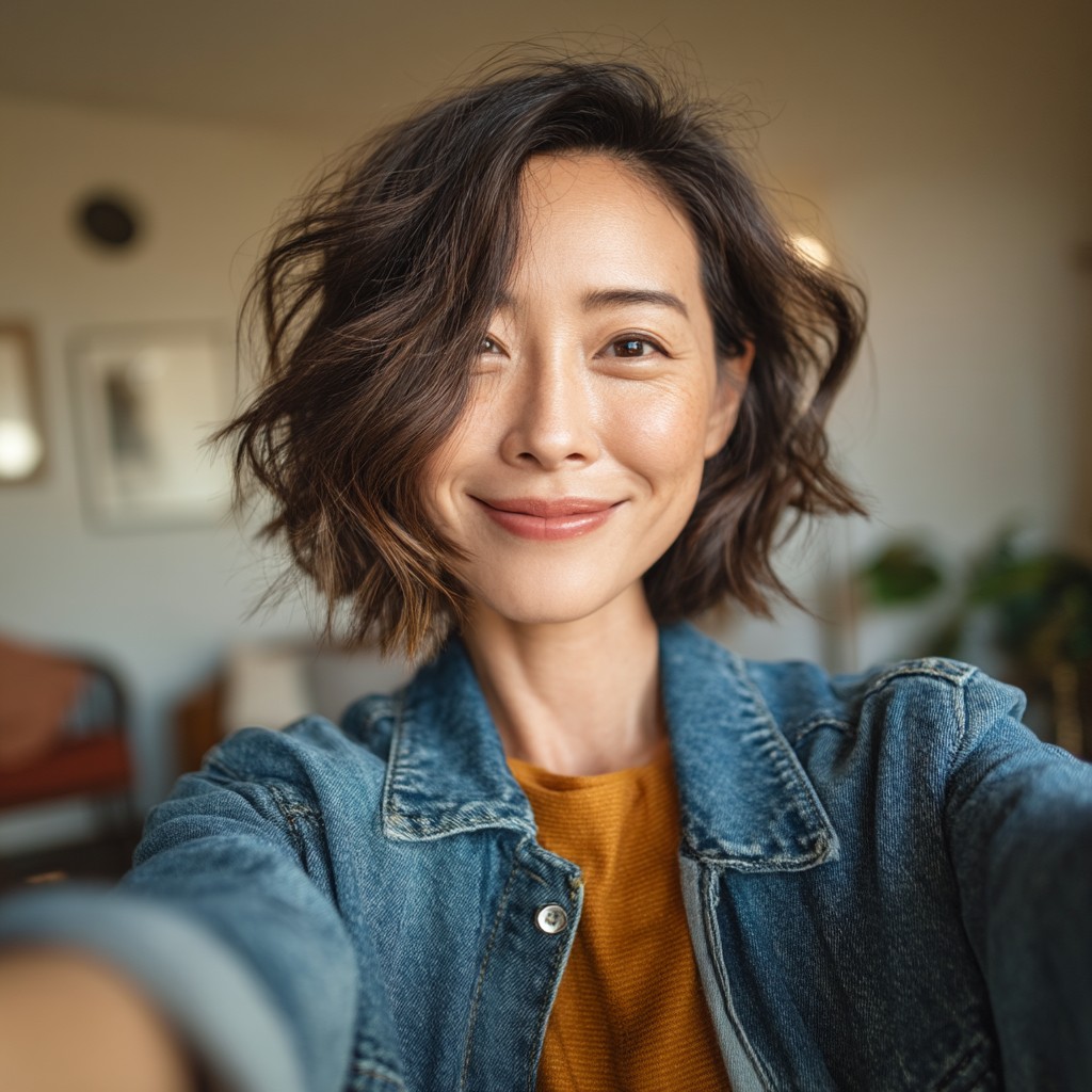 Textured Layered Bob with Soft Waves