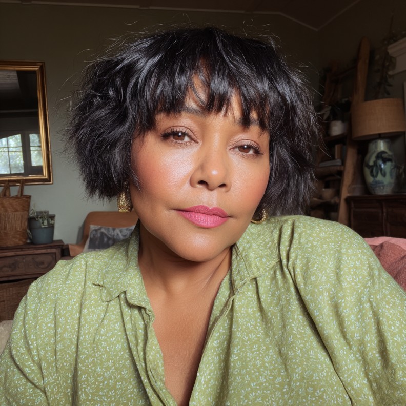 Chic Textured Bob with Soft Bangs