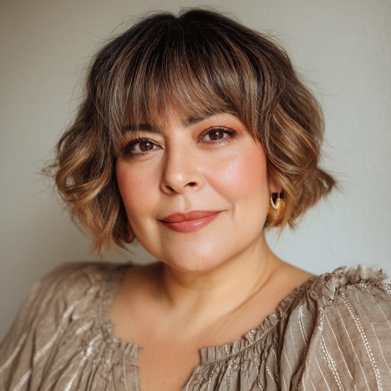 Chic Textured Short Bob with Soft Bangs