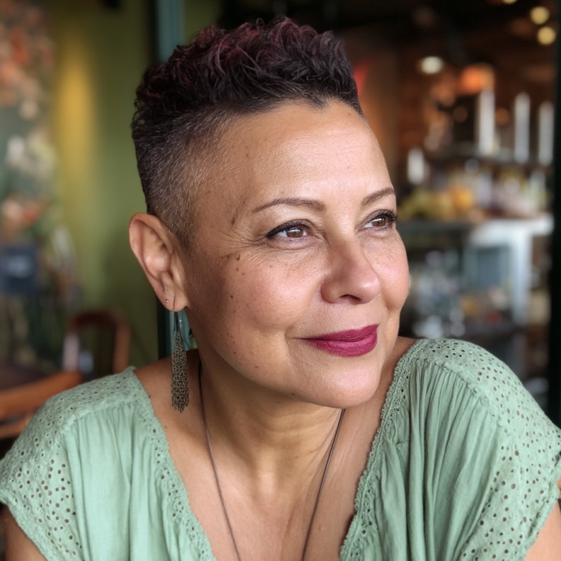 Edgy Short Fade with Curly Top