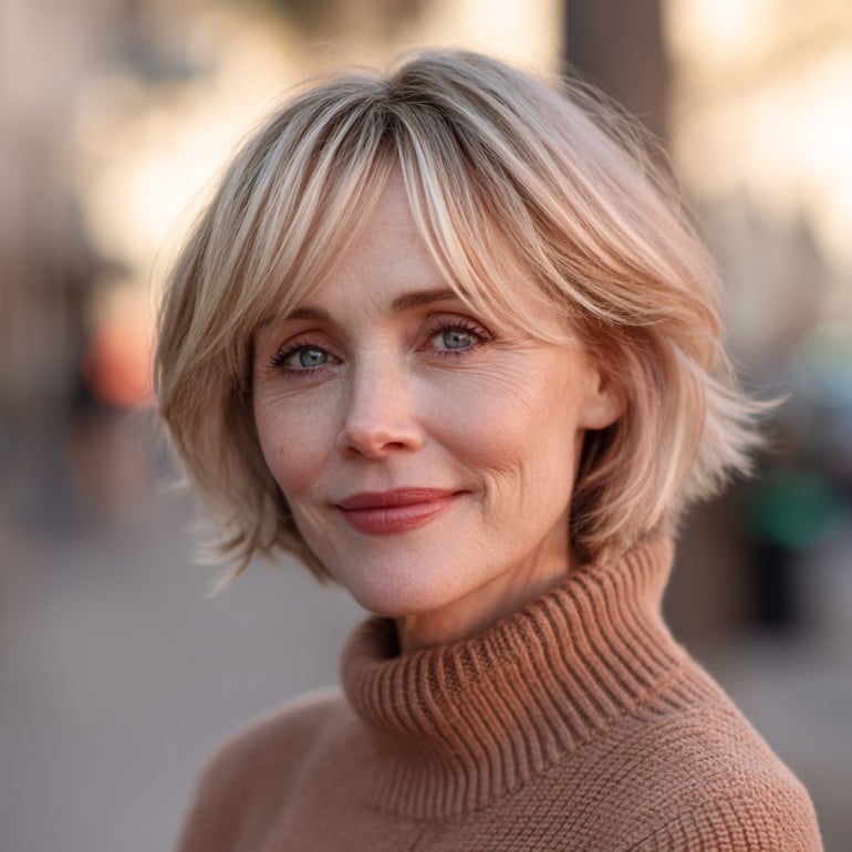 Soft Textured Bob with Subtle Fringe