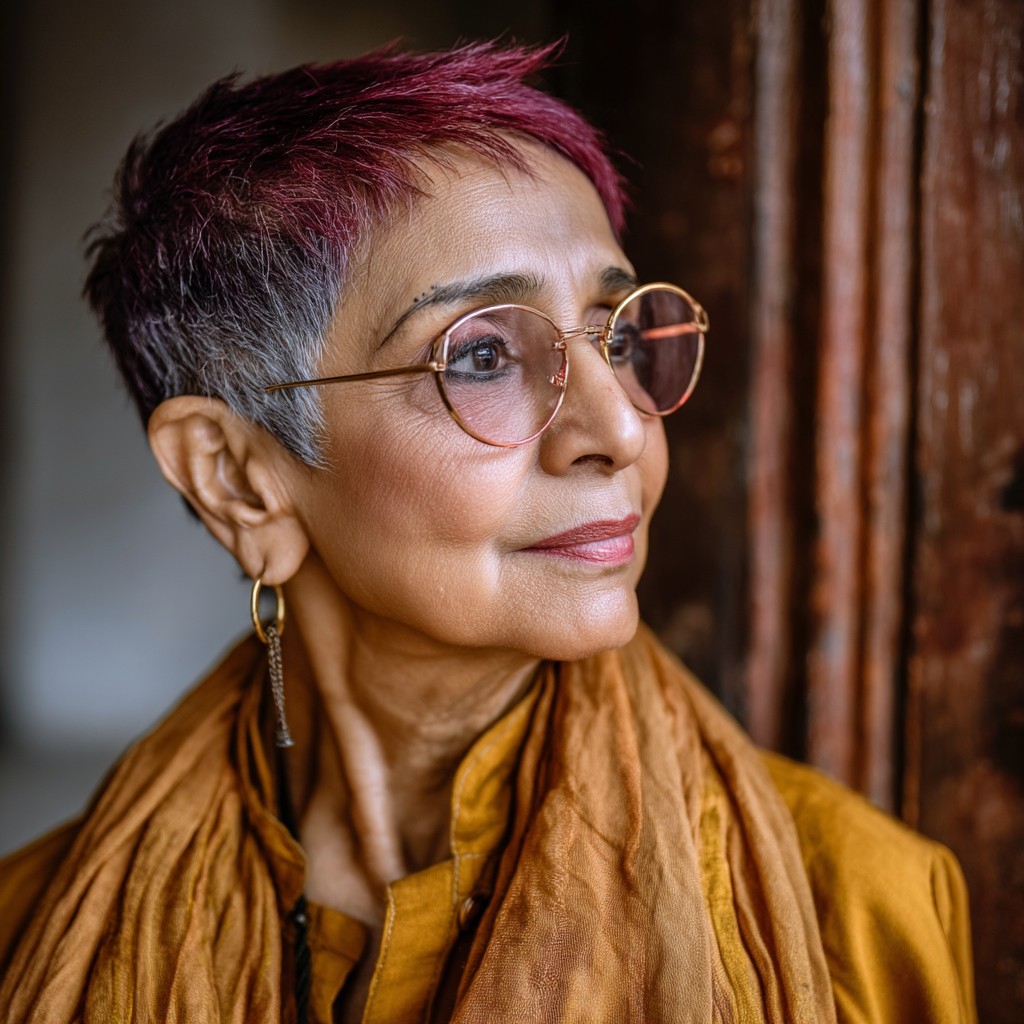 Bold Short Pixie Cut with Vibrant Highlights