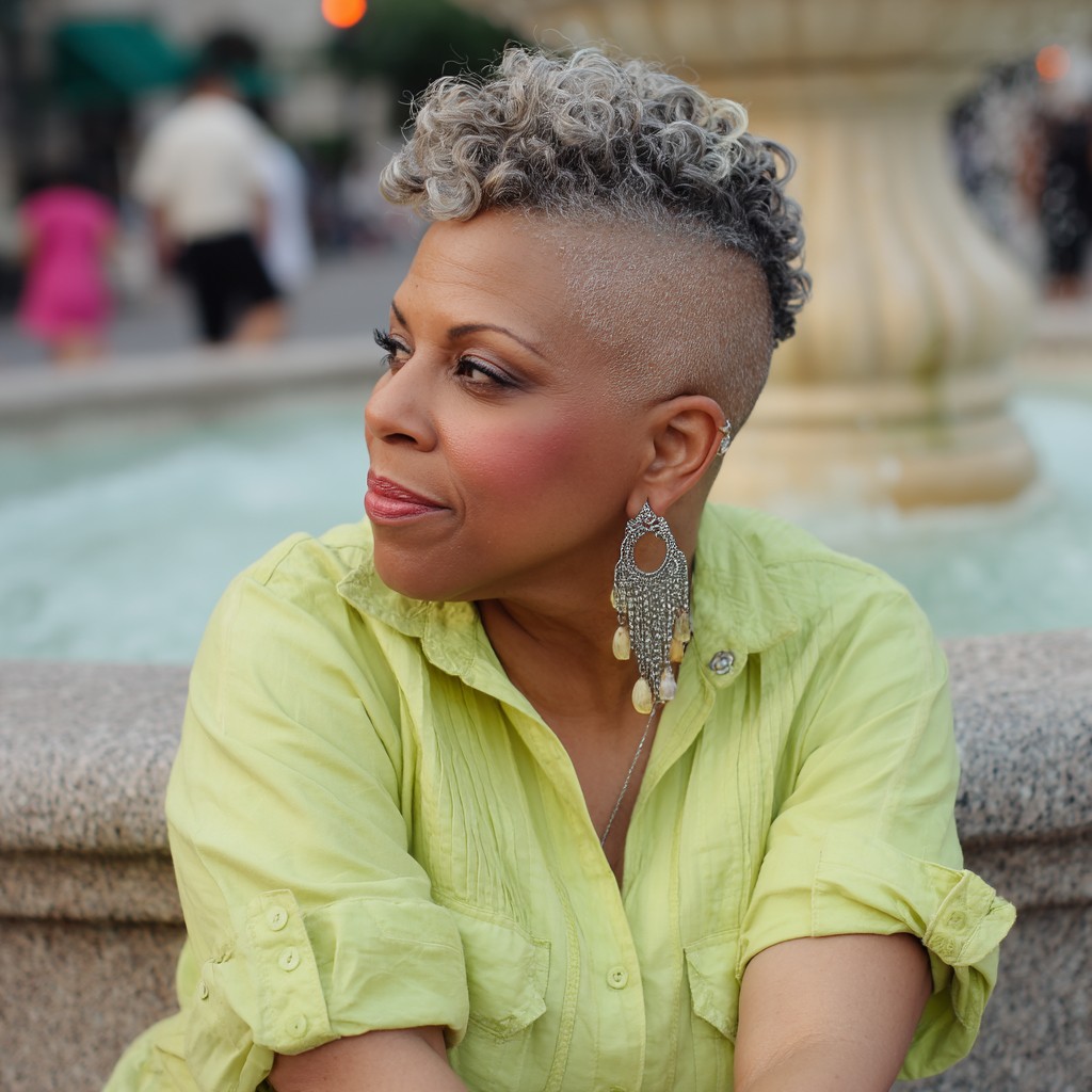 Bold Silver Mohawk with Tapered Sides