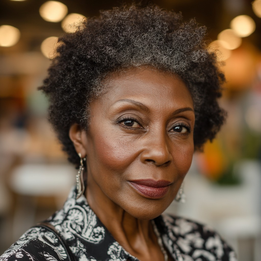 Chic Curly Crop with Silver Highlights