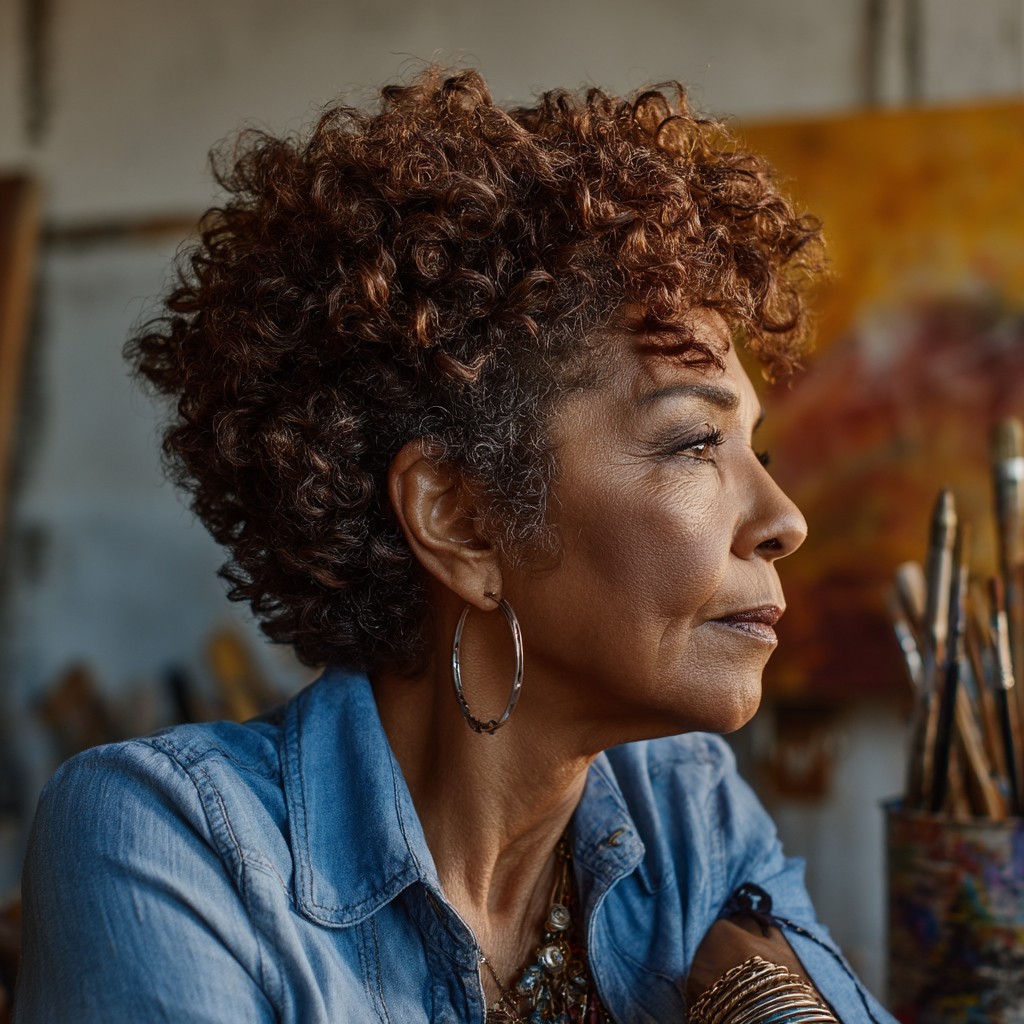 Chic Curly Crop with Warm Highlights