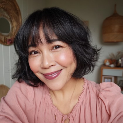 Chic Layered Butterfly Cut with Soft Bangs