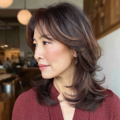 Chic Layered Butterfly Cut with Subtle Highlights