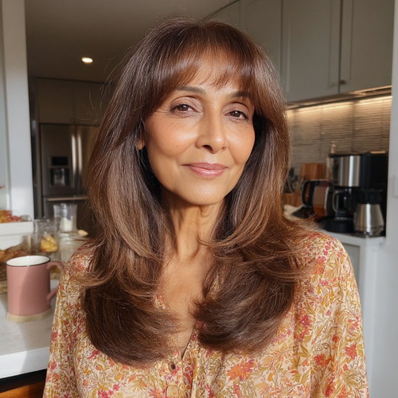 Chic Layered Butterfly Haircut for Women Over 50