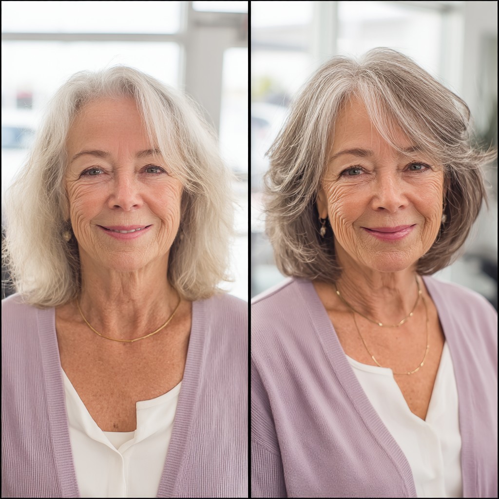 Chic Layered Cut with Subtle Volume for Mature Hair